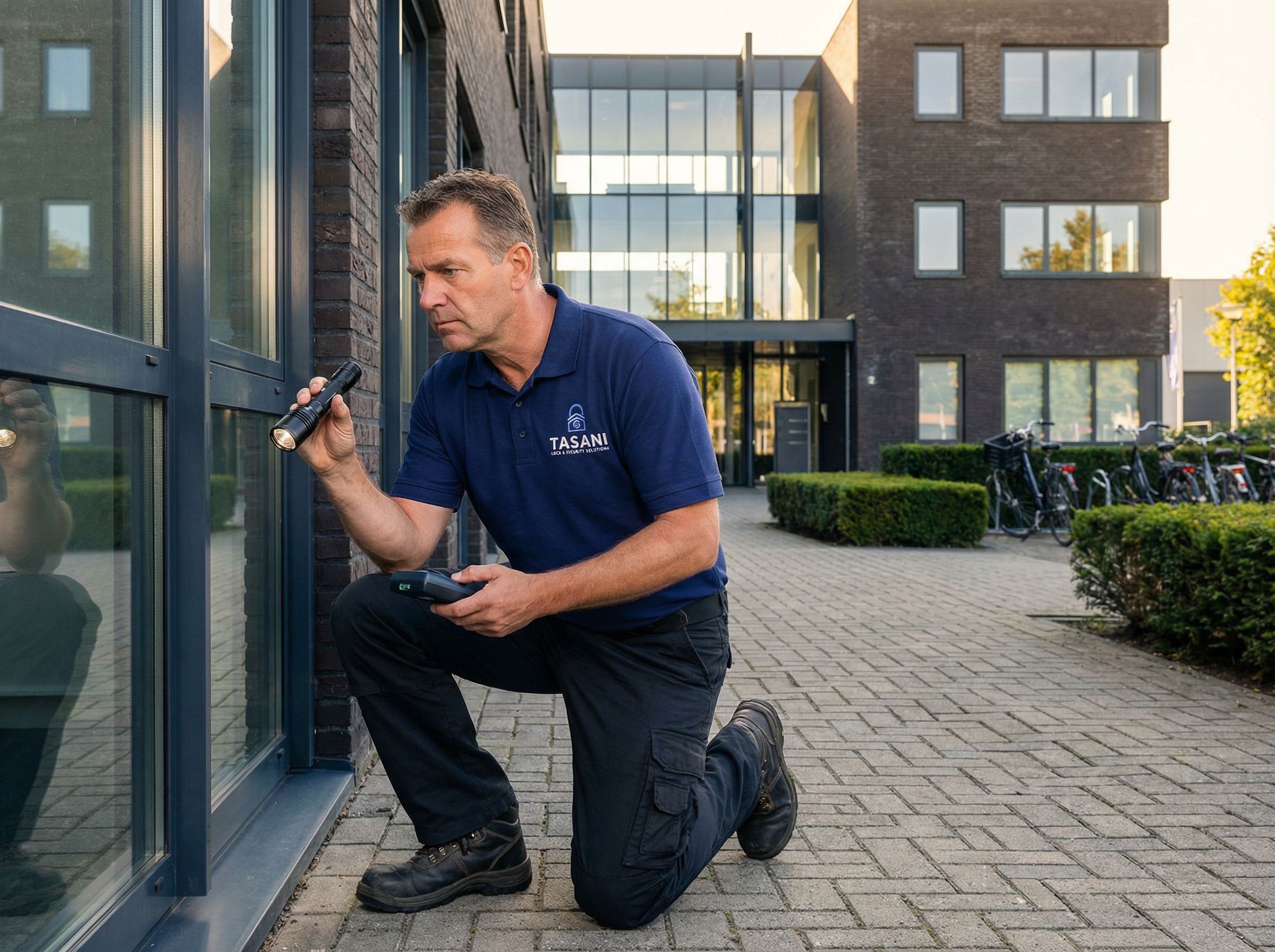 Wekelijkse beveiligingsronde bij bedrijfspand