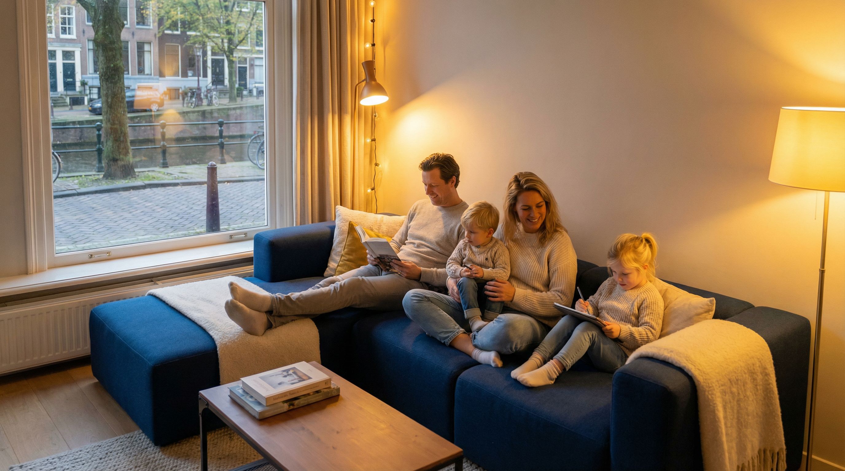 Gelukkig gezin voelt zich veilig thuis