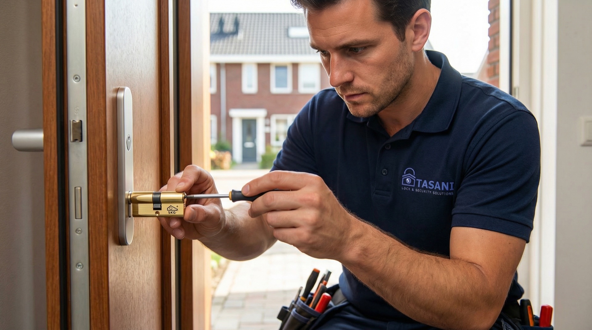 Slotenmaker vervangt cilinder in deurslot